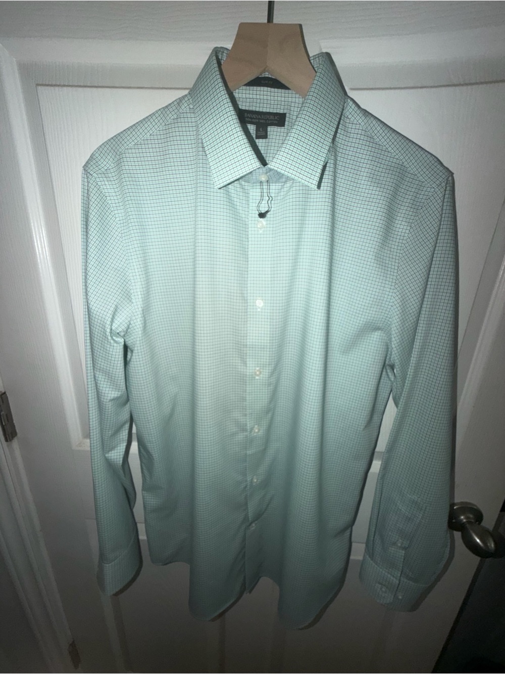 Banana Republic Mint Green Micro-Check Dress Shirt-NWOT